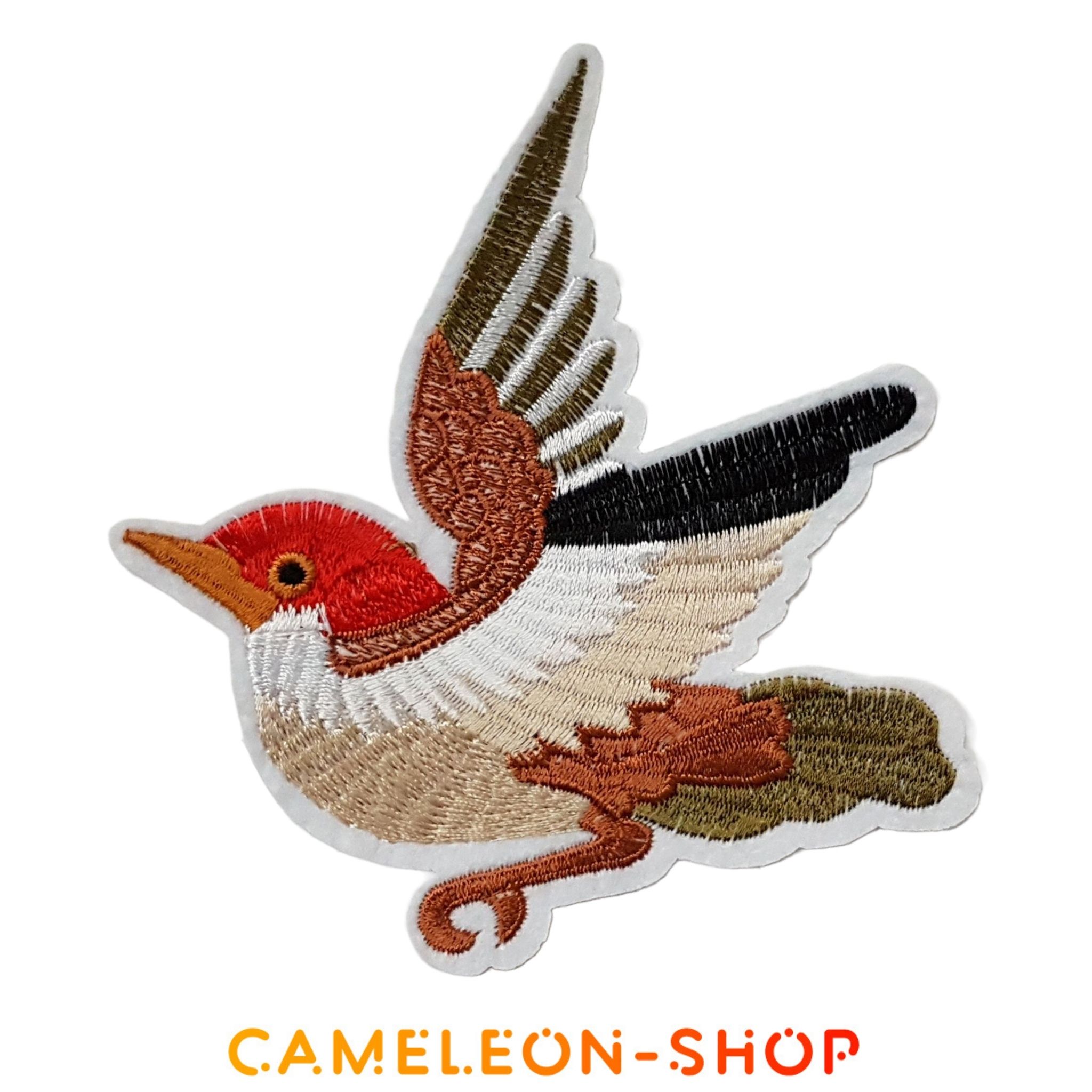 Grand Patch Thermocollant Moineau écusson tissu brodé oiseau animal 3