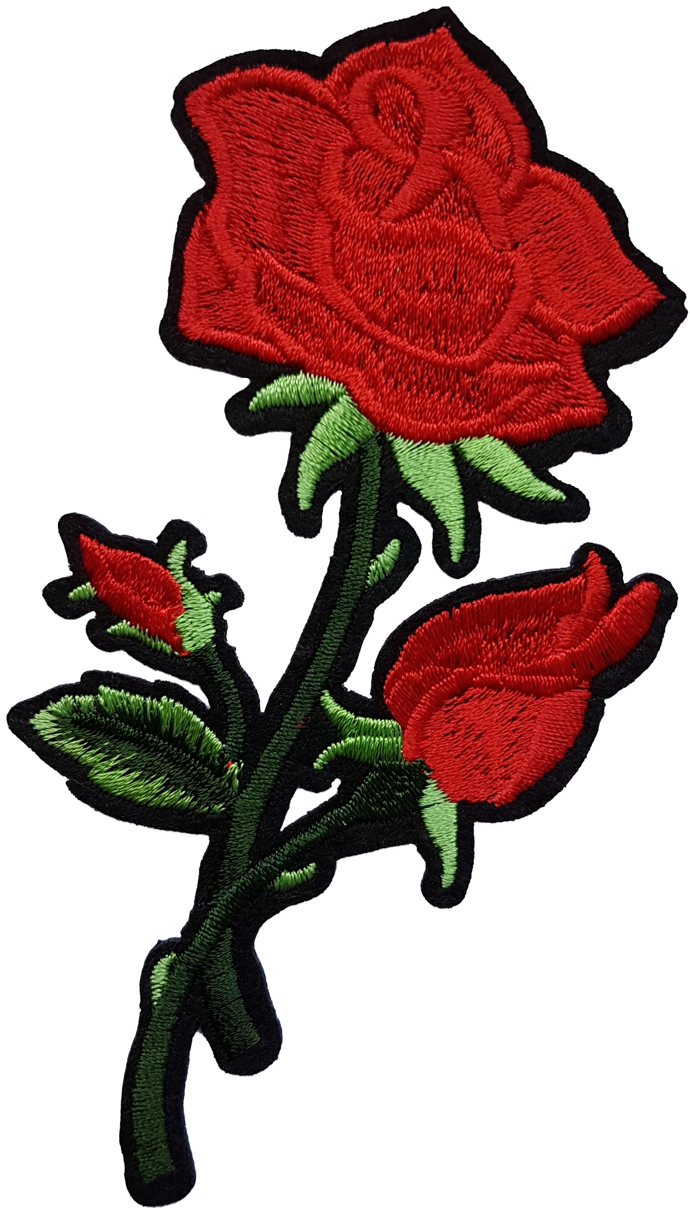 Patch Thermocollant Fleur Rose Rouge Feuilles