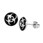 Boucles d'Oreille Clous Acier Inoxydable Biohazard symbole du danger biologique