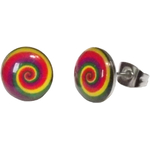 Boucles d'Oreille Clous Acier Inoxydable Spirales multicolore