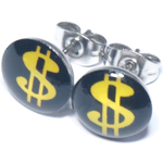 Boucles doreille clous en acier inoxydable Dollar Jaune 2