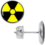 Boucles dOreille Clous Symbole Radioactivité Acier Inoxydable trèfle radioactif nucléaire noir et jaune 2
