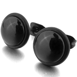 Boucles d'Oreille Clous Acier Inoxydable Noir 7 mm 1
