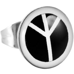 Boucles dOreille Clous Acier Inoxydable peace and love Noir et Blanc 2