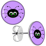 Boucles d'oreille clous acier inoxydable Araignée cartoon