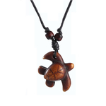 Collier Pendentif Bébé Tortue de Mer Résine Marron