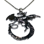 Collier pendentif métal dragon noir 1