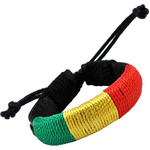 Bracelet en Cuir Noir Rasta Vert Jaune Rouge rastafari