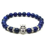 Bracelet Lion Couronne Pierre Lapis-Lazuli Bleu