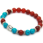 Bracelet Pierre Agate Rouge et Howlite Bleu Tête de Bouddha 2