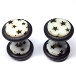 Piercings Faux Écarteurs Plug Blanc Etoiles Noires 1