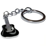 Porte Clé Guitare Acoustique Noire en Métal - instrument de musique 2