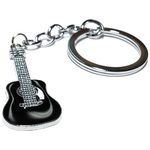 Porte Clé Guitare Acoustique Noire en Métal - instrument de musique 1