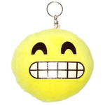 Porte clé pour sac en peluce smiley jaune mort de rire dents