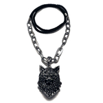 Collier Pendentif Tête de Loup Acier Inoxydable biker motard 2