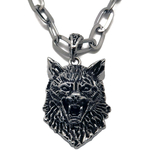 Collier Pendentif Tête de Loup Acier Inoxydable biker motard 1