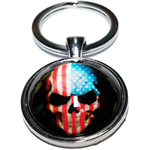 Porte clé métal tête de mort drapeau US