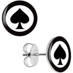 Boucles d'oreille clous as de pique carte de poker acier inxoydable 1