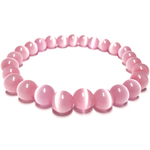Bracelet pierre rose bande blanche 8mm