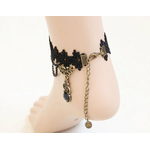 Parure de Cheville Dentelle Noire Coeur Zirconium Cubique 3