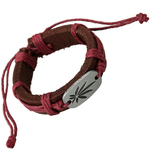 Bracelet Rasta Cuir Cassis Cordons Rouges 2