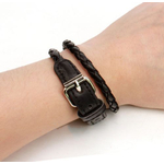 Bracelet Cuir PU Tressé Noir 4