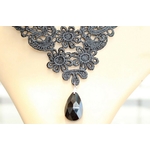 Collier Ras de Cou Dentelle Noire Zirconium Cubique Noire 3