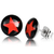 Boucles d'Oreille Clous Acier Inoxydable noir etoile rouge 1