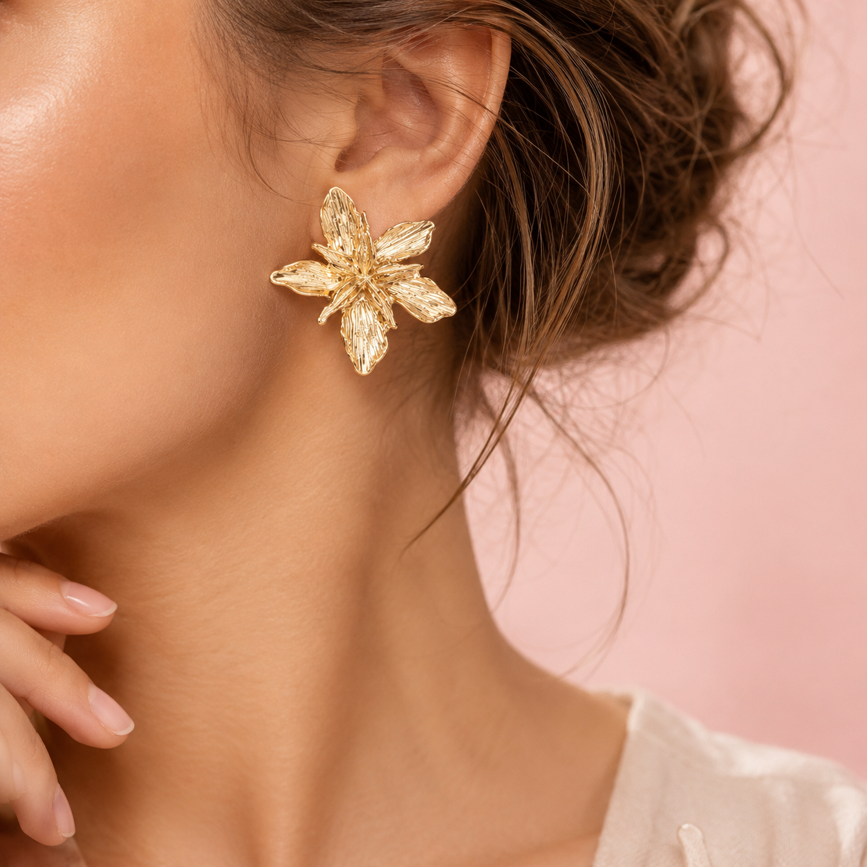 boucles doreilles fleurs doré