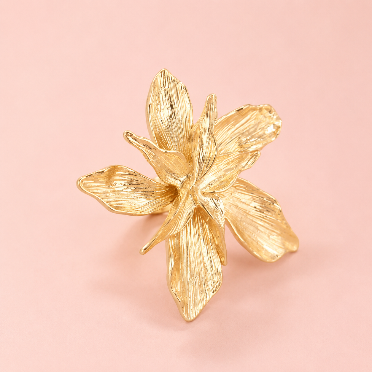 grosse bague soleil fleur doré