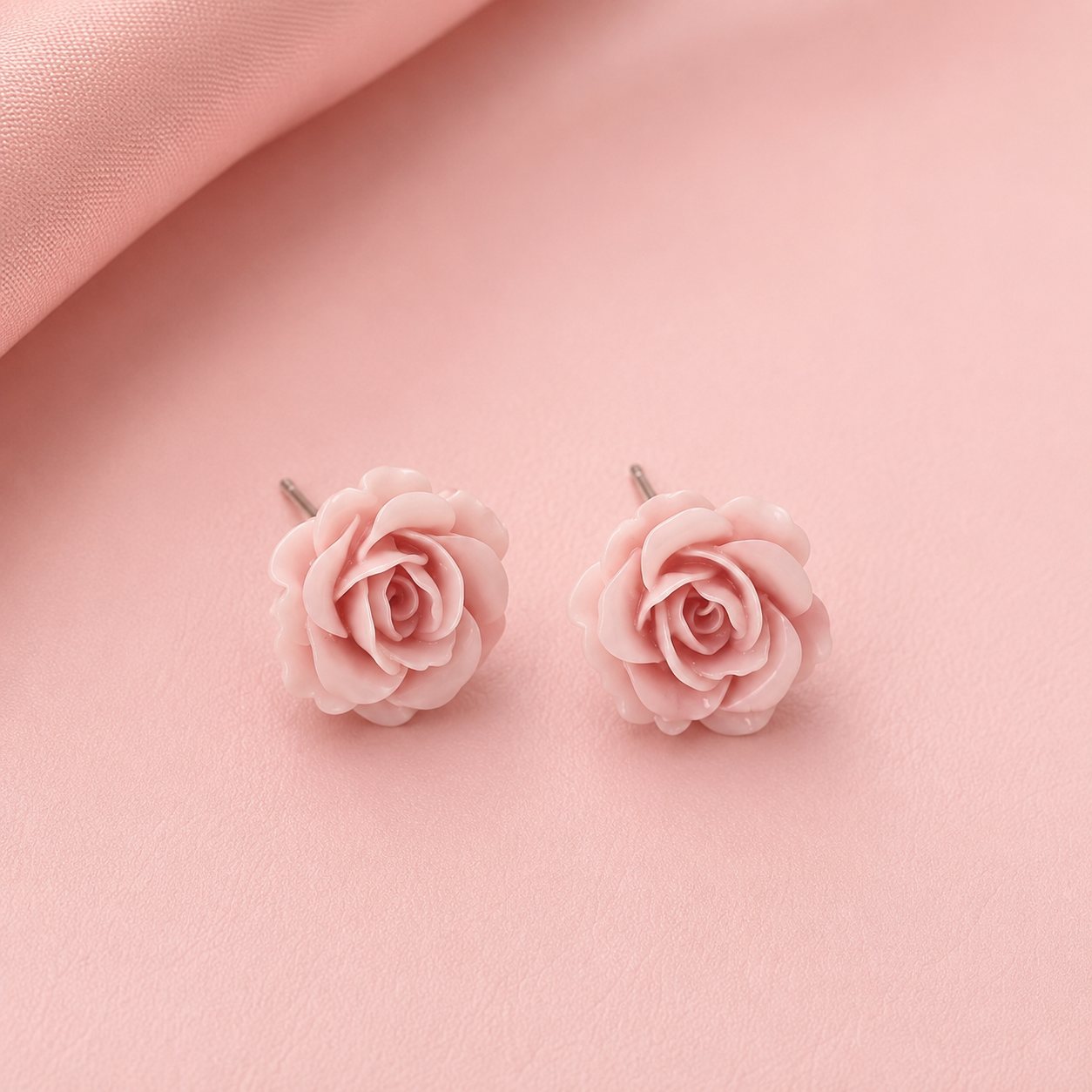 boucles doreilles rose fleur