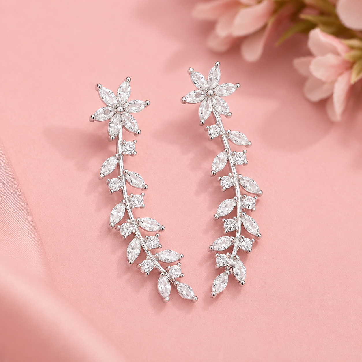 boucles doreilles brillante argenté strass