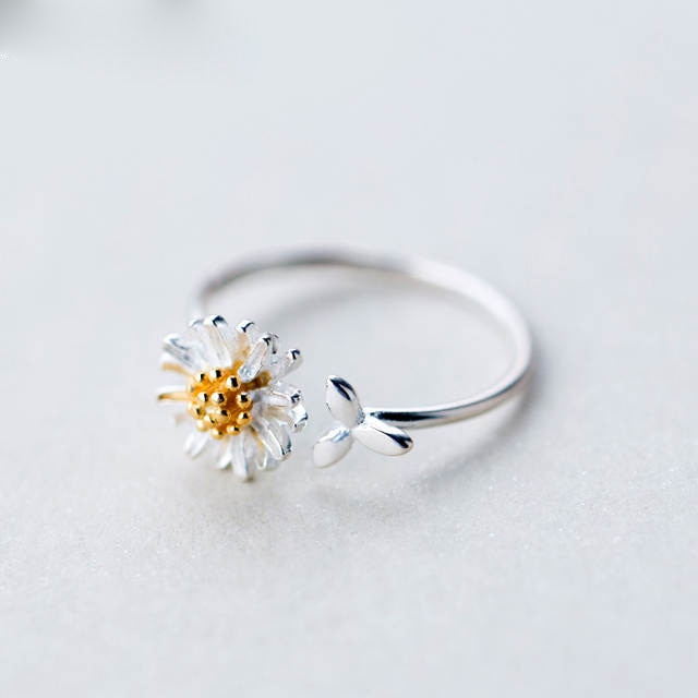Bague argenté fleur marguerite