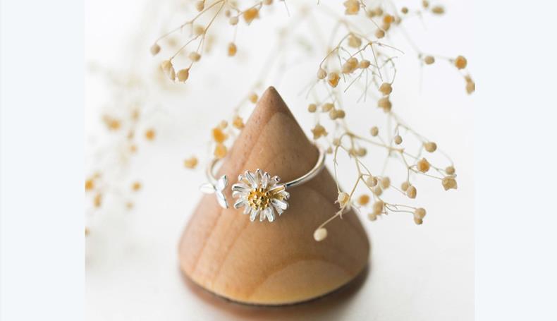 Bague argenté fleur marguerite