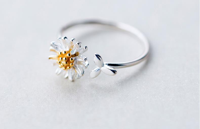 Bague argenté fleur marguerite
