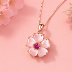 collier fleur rose