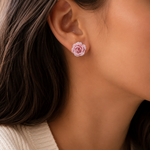 boucles d'oreilles rose fleur