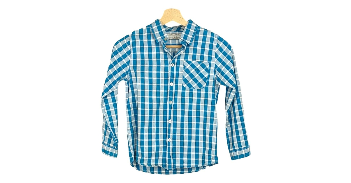 Chemise Zara Enfant Garçon – Manches Longues – Carreaux – 100% Coton – 13-14 Ans