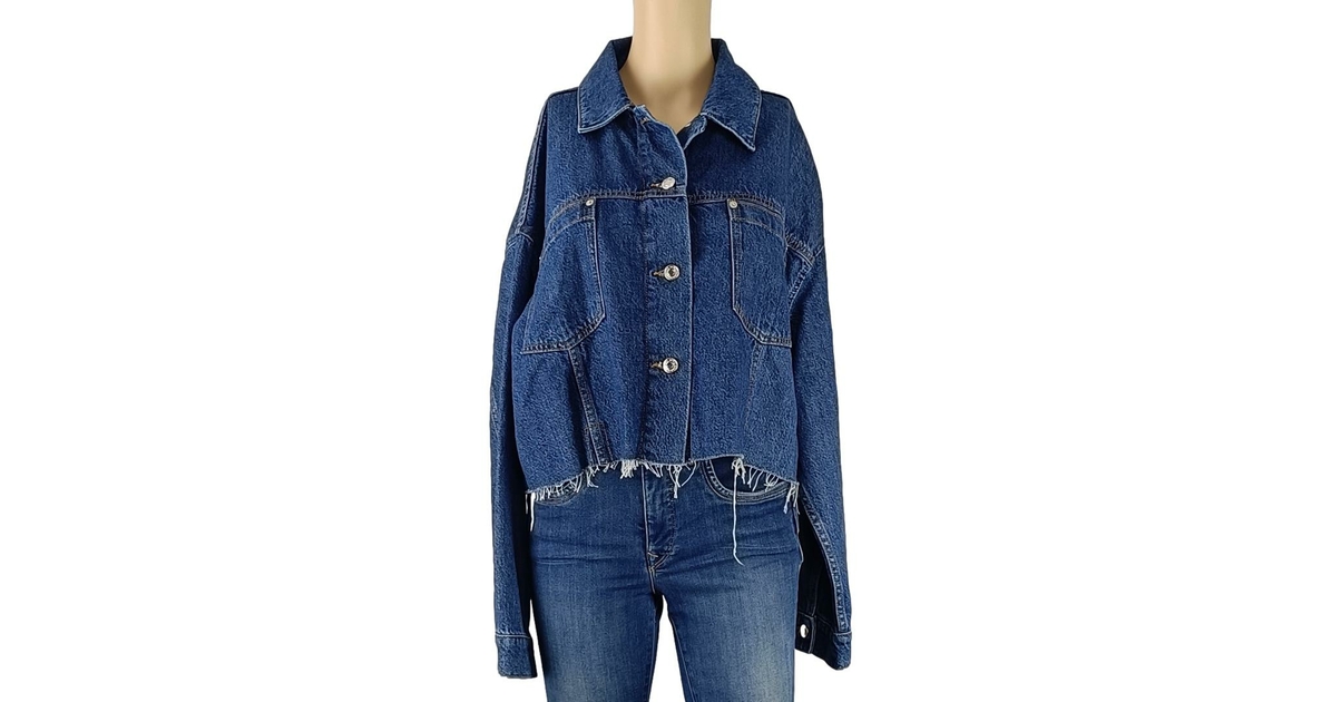 130$ Ensemble Pantalon et Veste en jean patchwork à col et manches longues | ZARA Tailles : XS, S, M, L