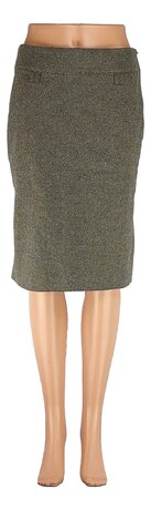 Jupe Comptoir Des Cotonniers – Taille 38, 100% Lin, Couleur Gris Et Marron – Occasion En Très Bon état
