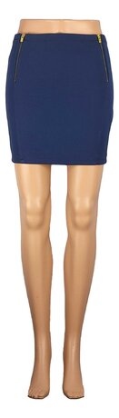 Jupe H&M Taille 44 - Bleu Marine En Coton Mélangé - Longueur 52 Cm - Occasion
