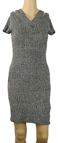 ROZE - Robe marine maille brodée sequins One Step