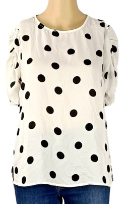 Haut Zara Blanc Et Turquoise - Taille XS - Manches 3/4 - Viscose - Occasion Très Bon état