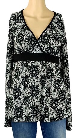 Blouse Monoprix Taille 38 - Coton Grenat à Motifs Géométriques - Occasion Très Bon état