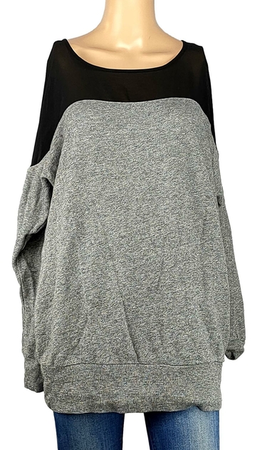 Pull oversize en maille tricot rayé avoine style colourblock