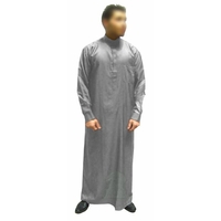 Qamis Al Haramayn avec col et manches longues - gris clair