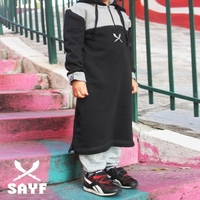Qamis jogging enfant "SAYF" noir/ gris chiné