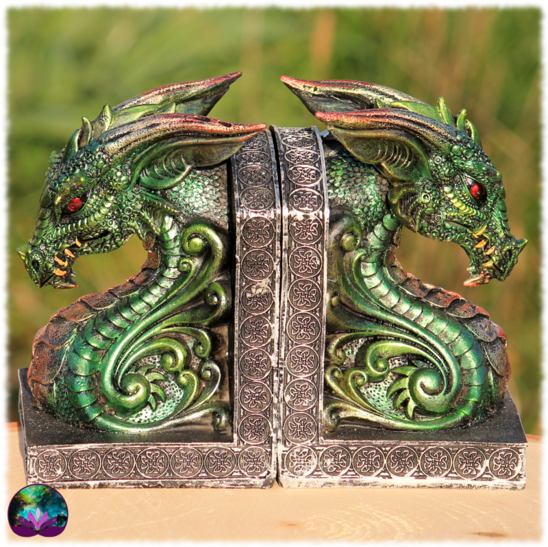 serre livres dragons vert