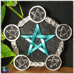 pentacle d'autel bleu métallique et argenté 2