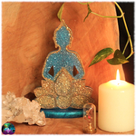 statuette bouddha avec lotus résine effet cristaux 15